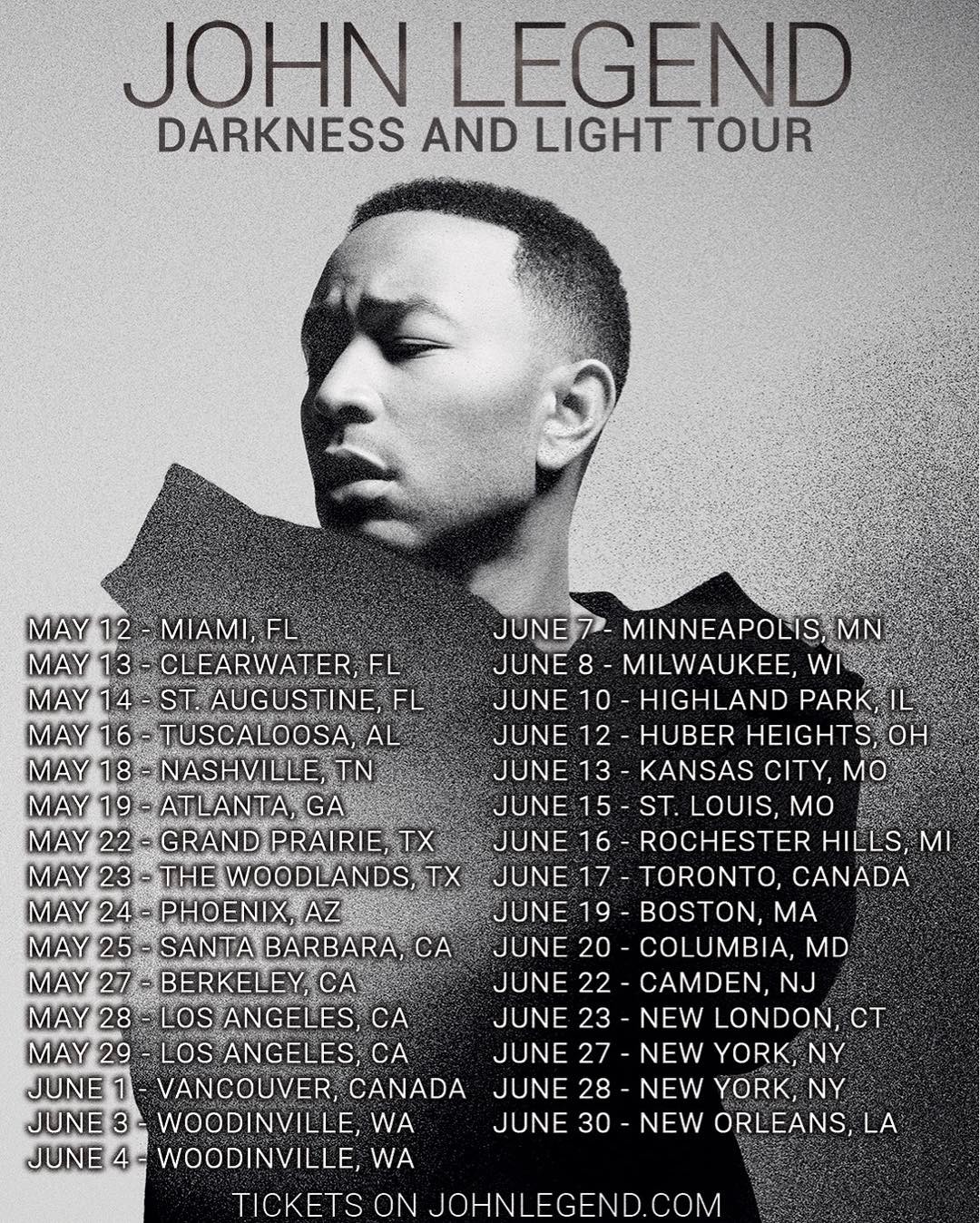 John Legend-Darkness and Light Tour 2017