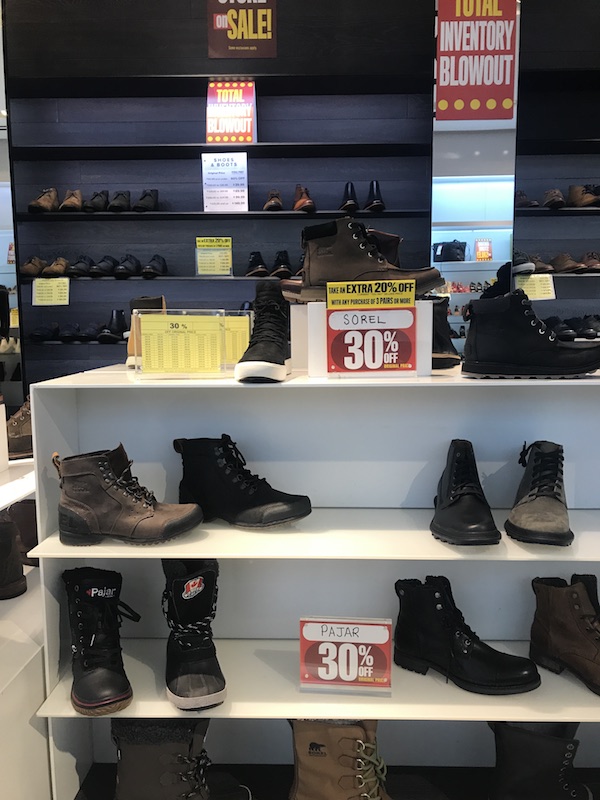 Inside The Town Shoes Store Closing Sale
