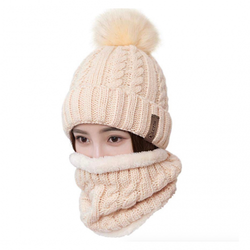 Pom Pom Beanie and Neck Warmer Set