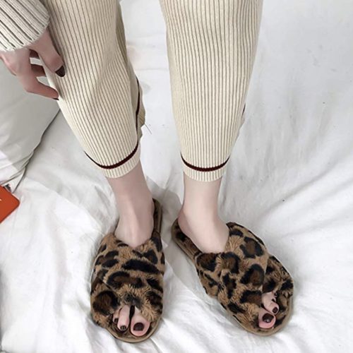 Leopard Fuzzy House Indoor Slippers