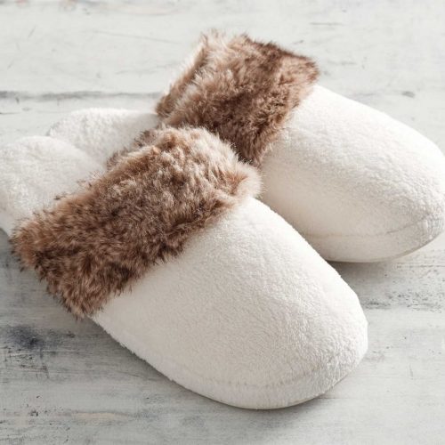 Pottery Barn Faux Fur Slippers