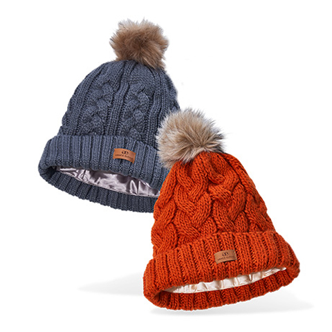 Warm Knit Foldover Satin Lined Beanie