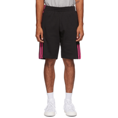adidas Original Black & Pink 3D Trefoil 3-Stripe Sweat Shorts