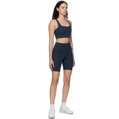 Girlfriend Collective Navy High-Rise Bike Shorts