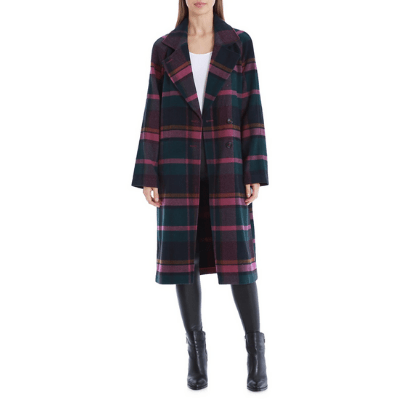 Avec Les Filles Plaid Wool-Blend Coat