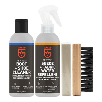 Gear Aid Revivex Suede and Fabric Boot Care Kit with Spray, Cleaner, Brush and Eraser