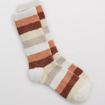 Aerie Fuzzy Striped Crew Socks
