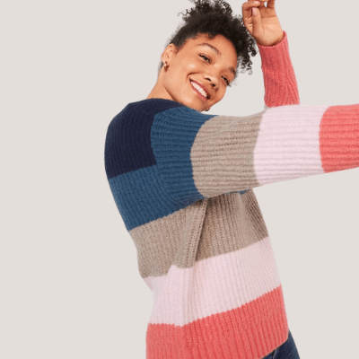 Slouchy Cozy Striped Boat-Neck Sweater for Women
