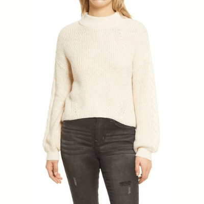 Cable Knit Balloon Sleeve Sweater