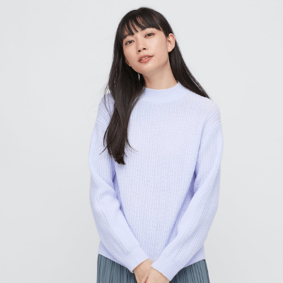 Light Souffle Yarn Mock Neck Sweater