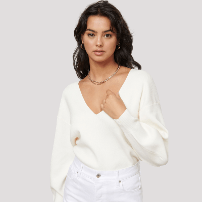 Luca Puff Sleeve V-Neck Sweater