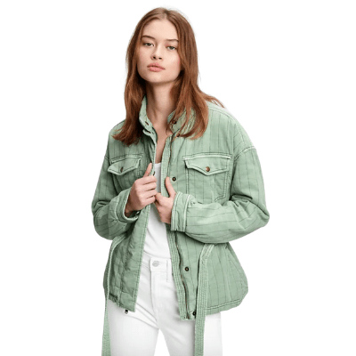 Quilted Utility Belted Jacket