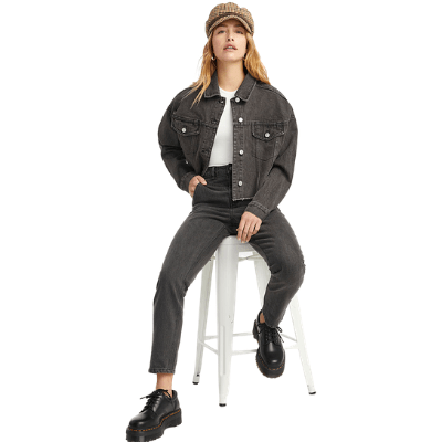 Frayed cropped jean jacket