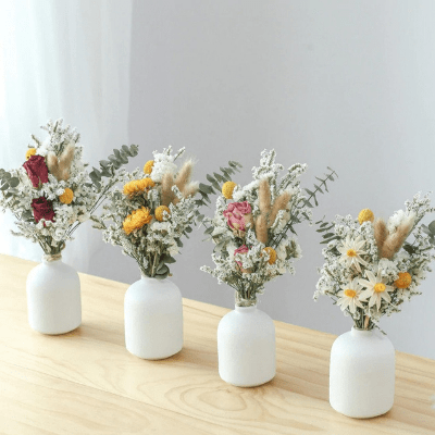 Dried Mini Flowers Bouquet With Vase