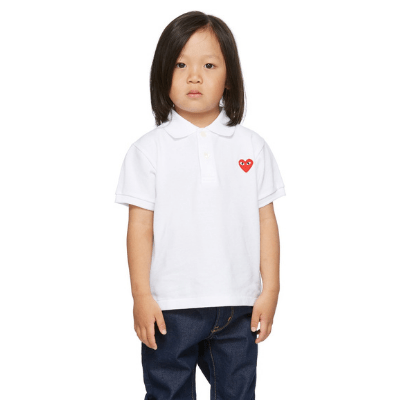 COMME DES GARÇONS PLAY Kids White Heart Patch Polo
